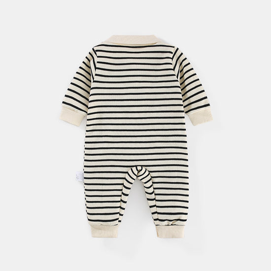 Striped Bear Baby Lapel Onesie