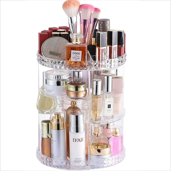 360° Rotating Transparent Makeup Organizer