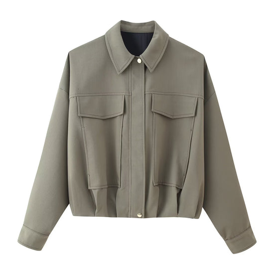 Pleated pilot jacket women&